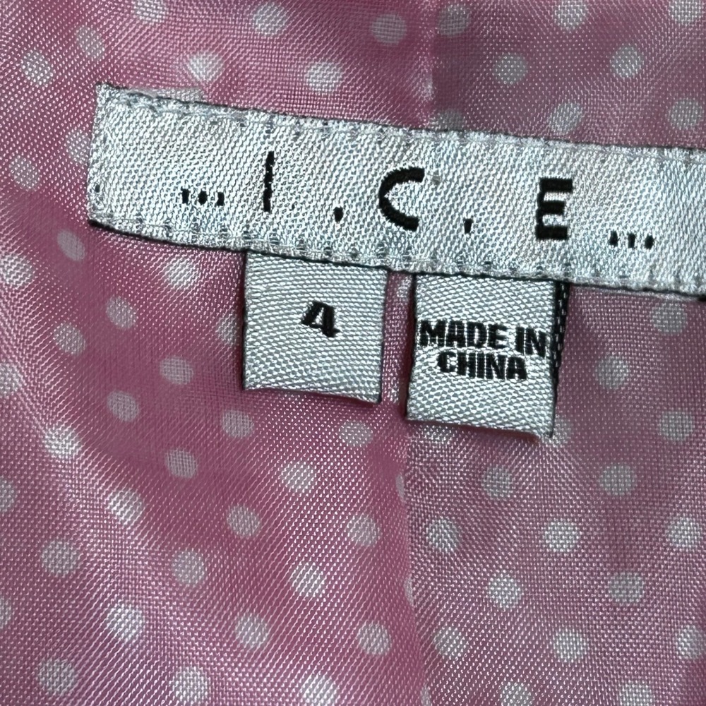 Womens ICE Pink Floral Gem Button Blazer Jacquard Jacket 4 Coquette Girly Preppy - Picture 6 of 7